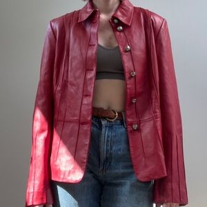 Bianca Nygard Red Leather Jacket (vintage) - Size 10/M
